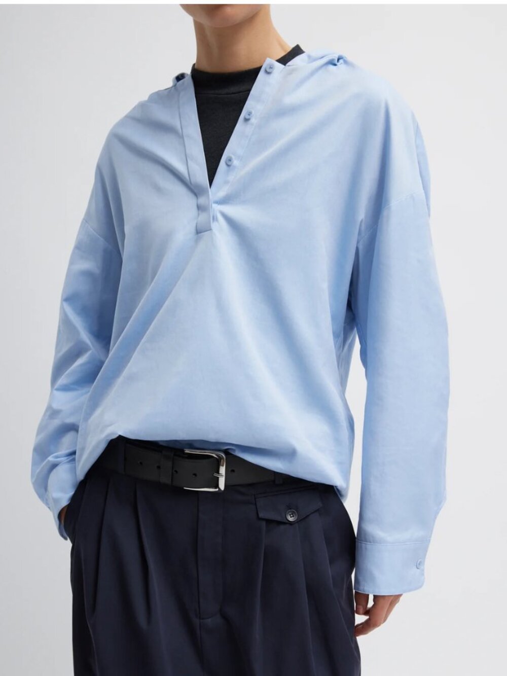 Tibi Oxford Hooded Shirt